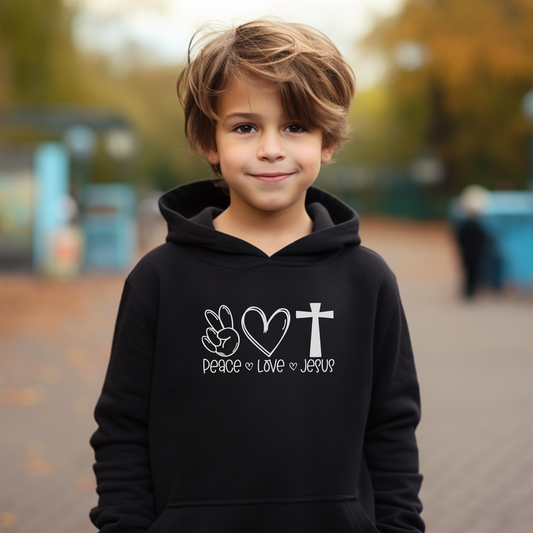 Peace Love Jesus Youth Christian Hoodie