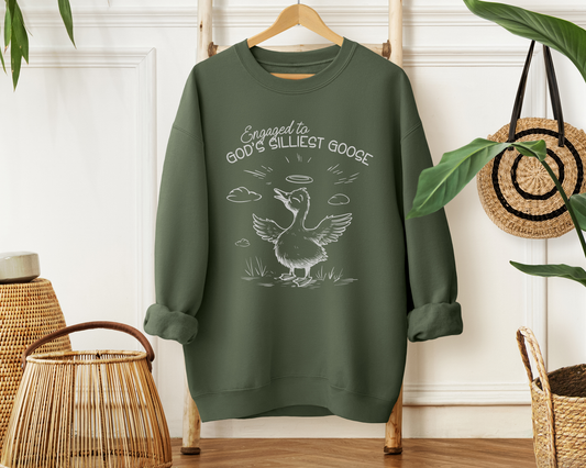 Engaged to God's Silliest Goose Sweatshirt - Christian Crewneck Pullover