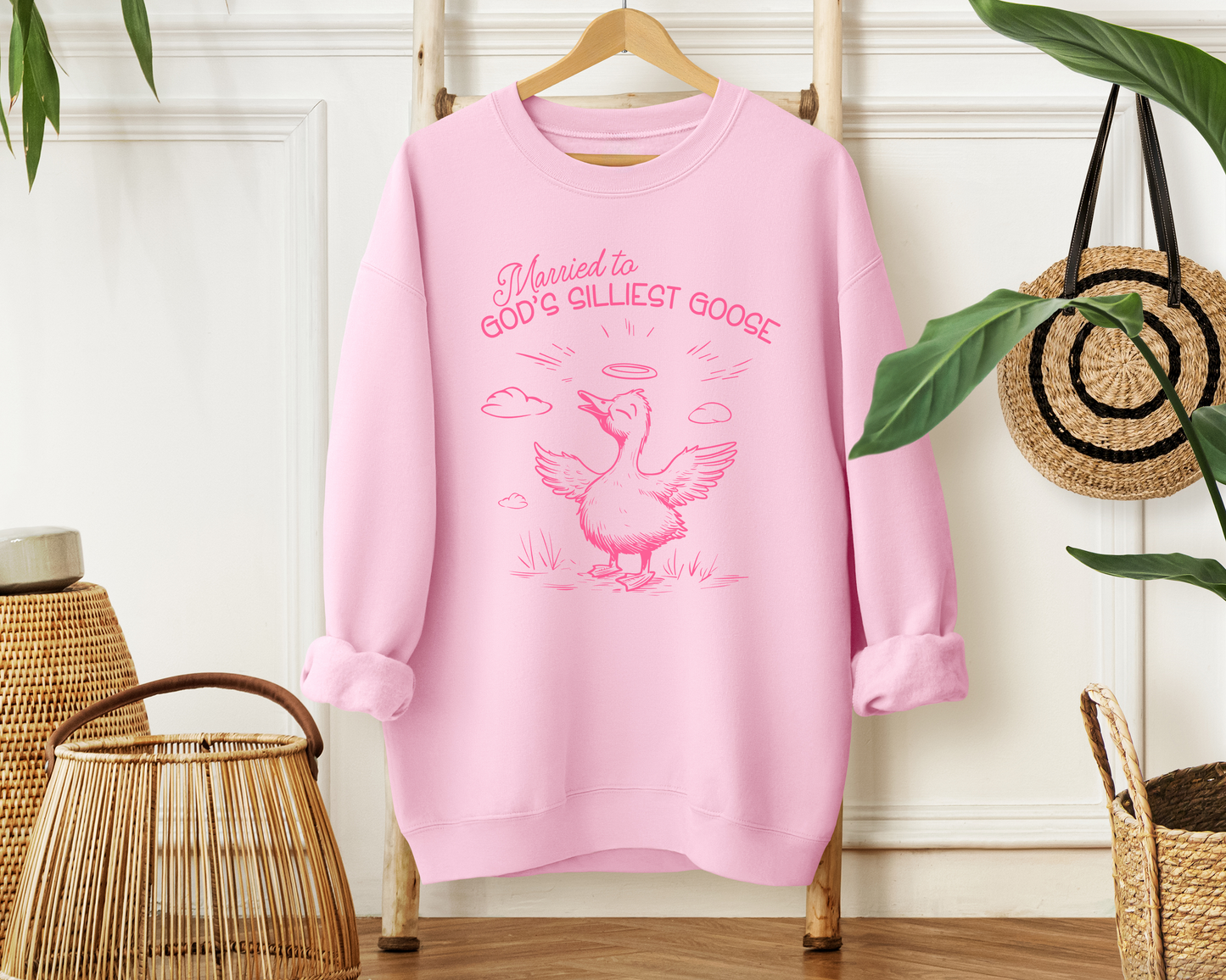 Married to God's Silliest Goose Sweatshirt - Christian Crewneck Pullover