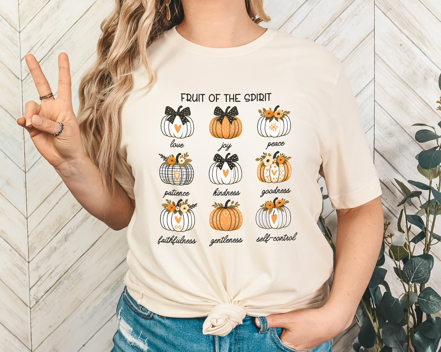 Pumpkin Fruit of the Spirit Soft Cotton Tee - Fall Christian Shirt