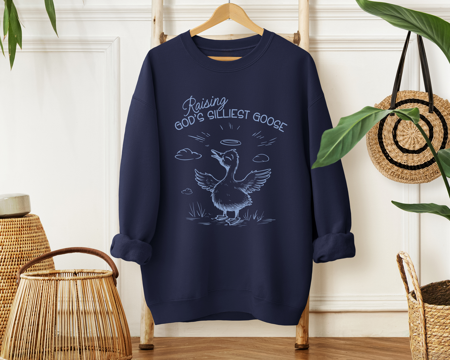 Raising God's Silliest Goose Sweatshirt - Christian Crewneck Pullover