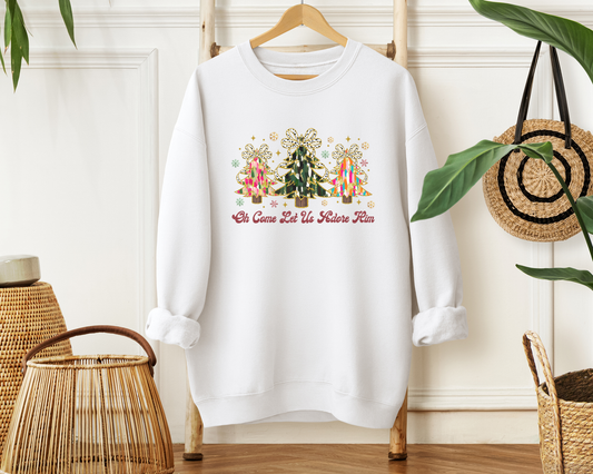 Oh Come Let Us Adore Him Christian Sweatshirt - Christian Pullover