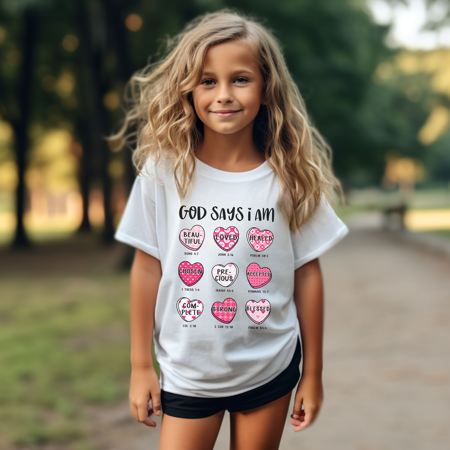 God Says I Am... Comfort Colors Youth Shirt - Christian Valentine's Day Tee