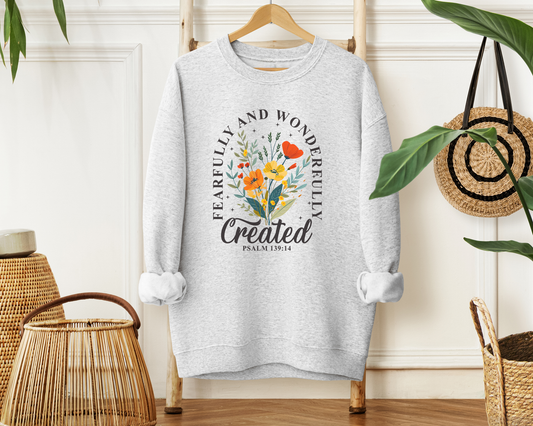 Fearfully and Wonderfully Created Psalm 139:14 Sweatshirt - Christian Mom Sweatshirt