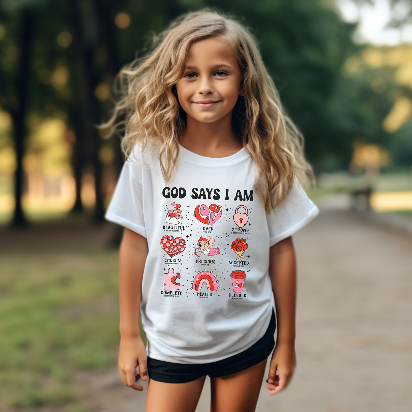 God Says I Am... Comfort Colors Youth Shirt - Christian Valentine's Day Shirt