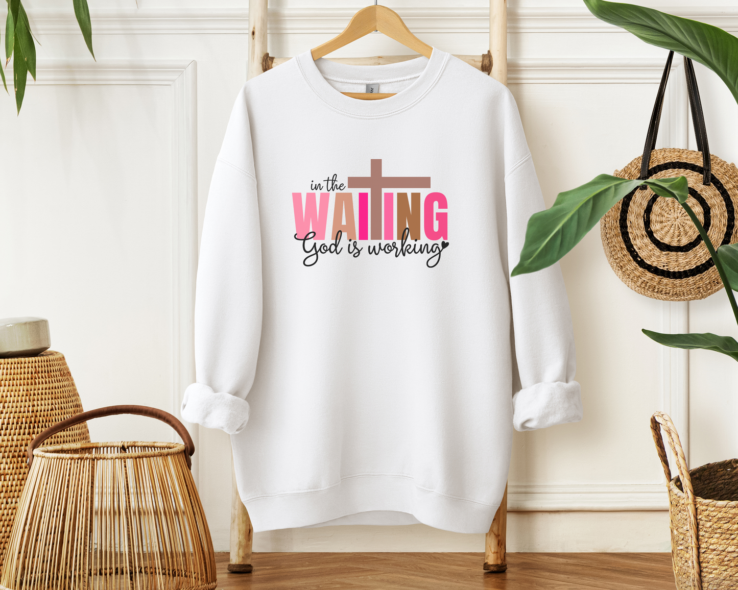 Pink In the Waiting God is Working Christian Sweatshirt