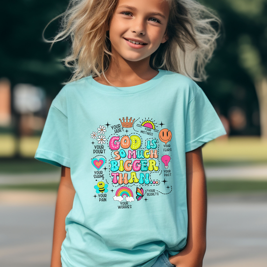 God Is So Much Bigger Comfort Colors Youth Christian Shirt