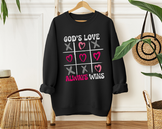 God's Love Always Wins Sweatshirt - Christian Crewneck Pullover