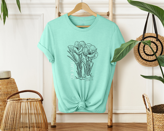 Spring Grow in Grace Soft Cotton Tee - Bible Verse T-shirt