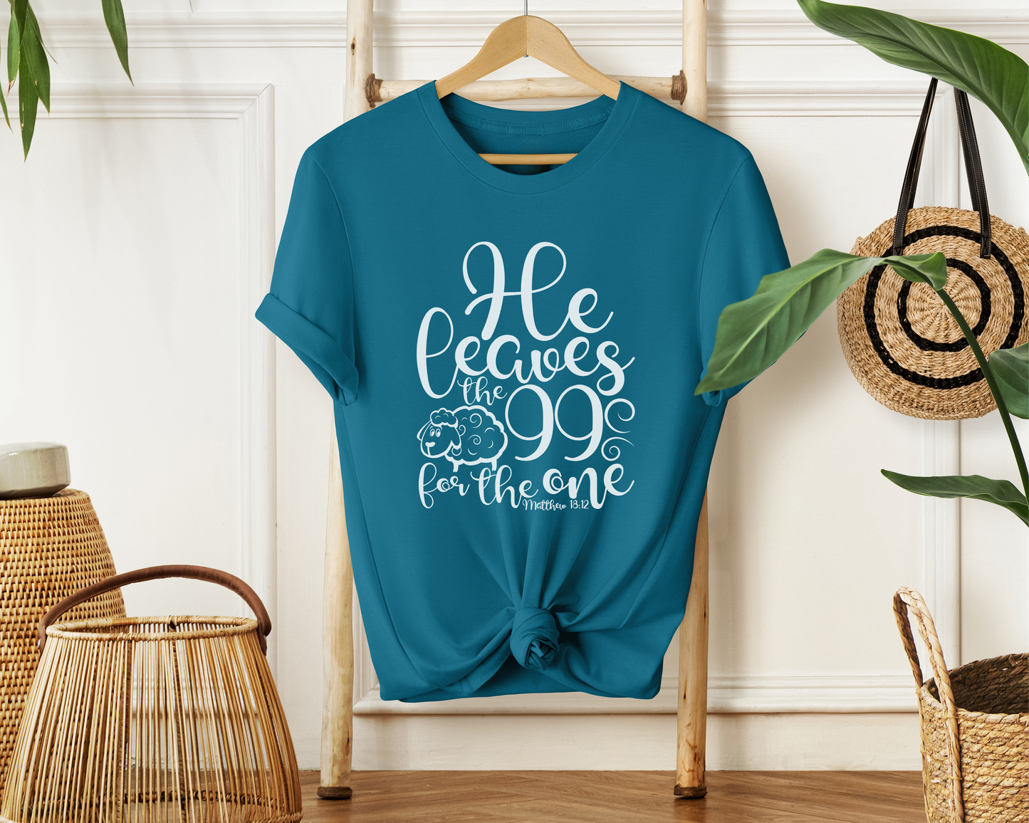 He Leaves the 99 For The One Soft Cotton Tee - Bible Verse Christian Tee