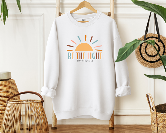 Be the Light Matthew 5:14 Bible Verse Crewneck Sweatshirt for Christians