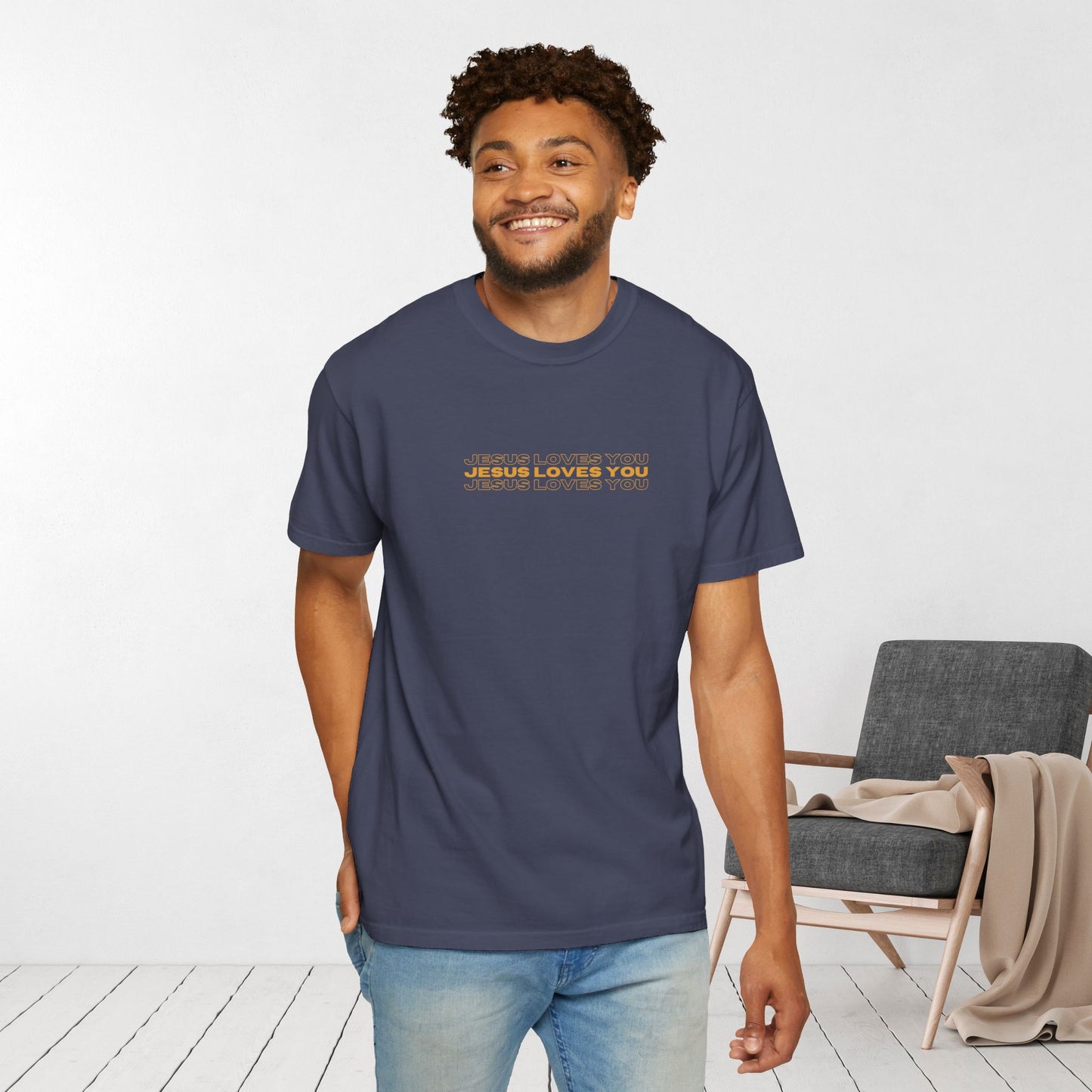 Comfort Colors Men's Jesus Loves You Bible Verse Shirt