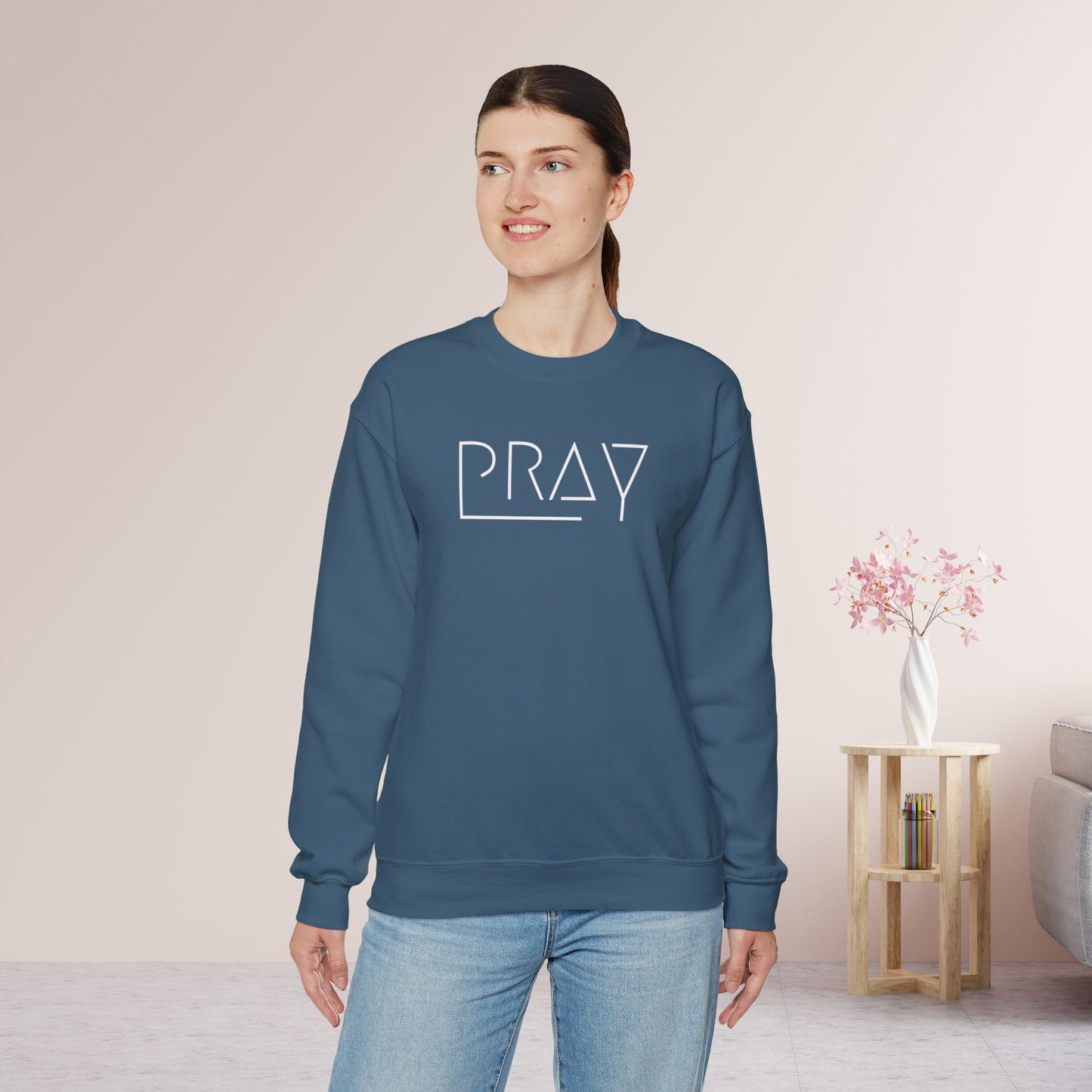 Minimalist Pray Sweatshirt - Pray On It, Pray Over It, Pray Through It Sweatshirt