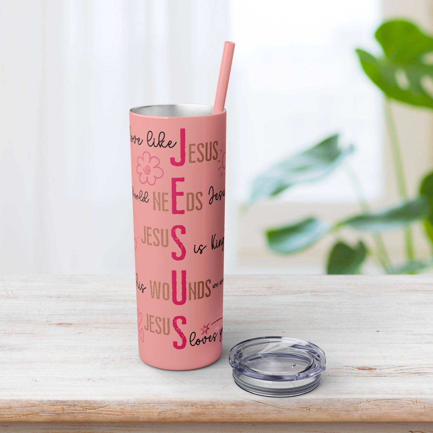 Jesus Skinny Tumbler with Straw - 20oz