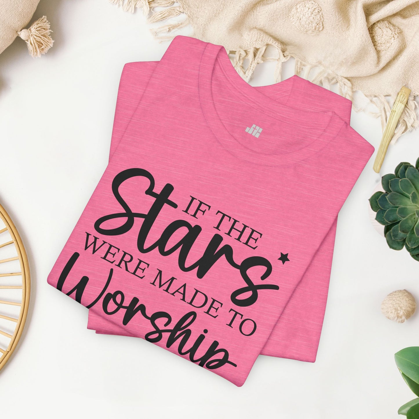 If The Stars Were Made To Worship So Will I Soft Cotton Tee - Christian Tee