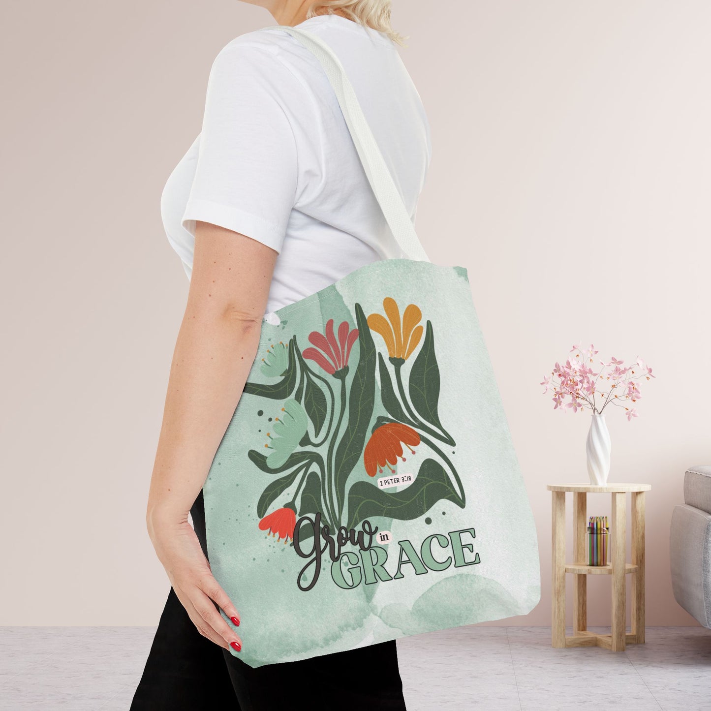 Grow in Grace Tote Bag - Christian Tote Bag