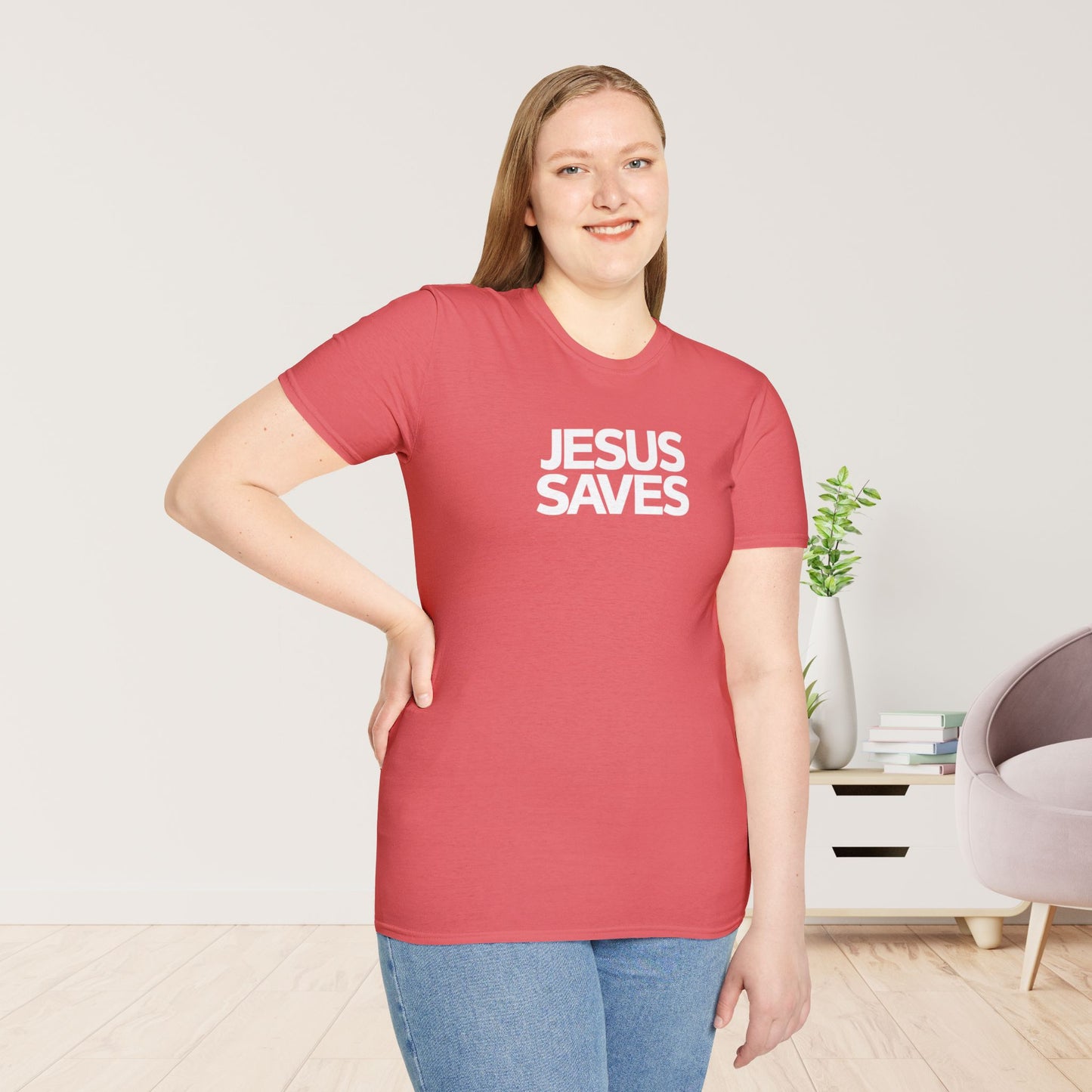 Unisex Jesus Saves Softstyle T-shirt - Acts 4:12 Bible Verse Christian T-shirt