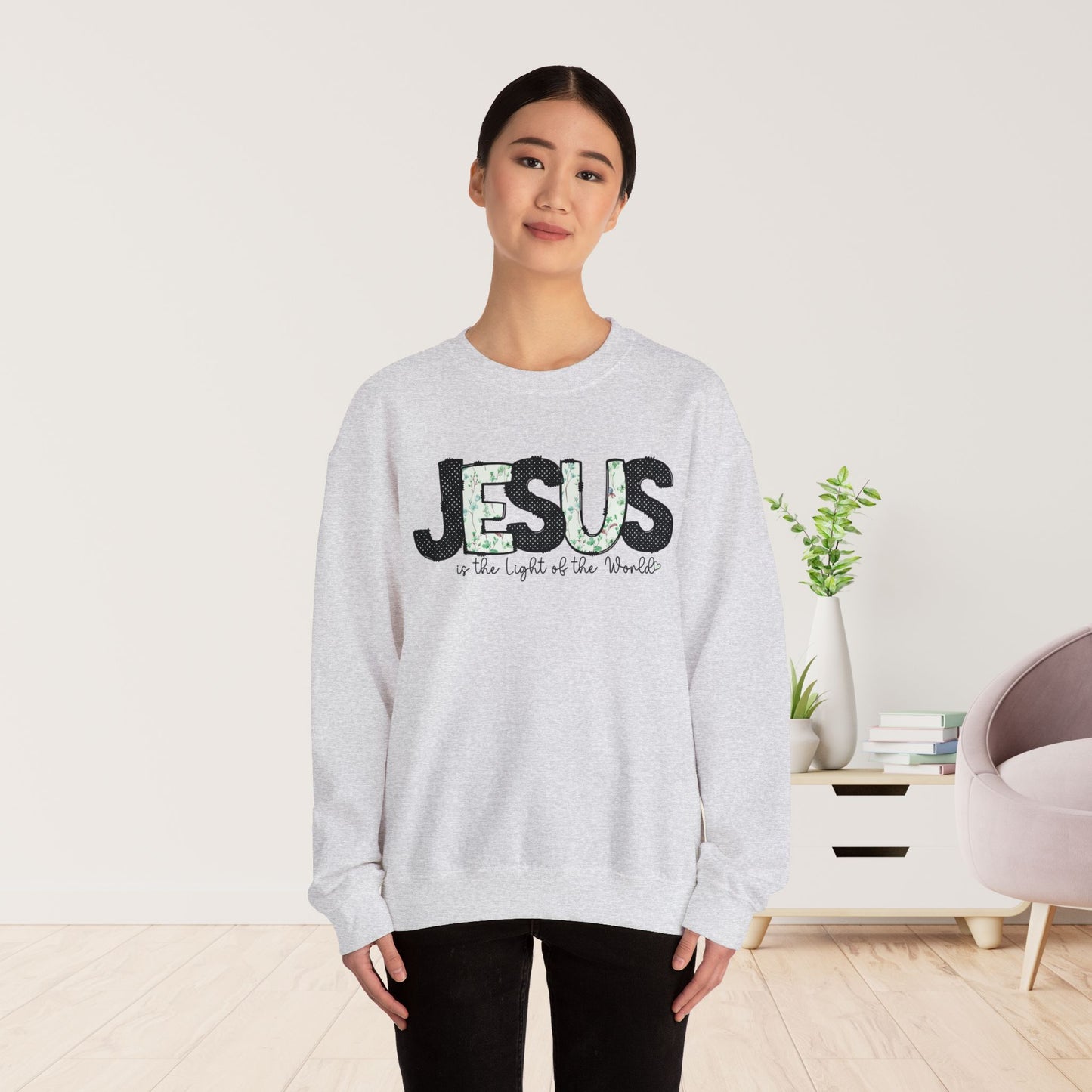 Jesus is the Light of The World Sweatshirt - Christian Crewneck Pullover