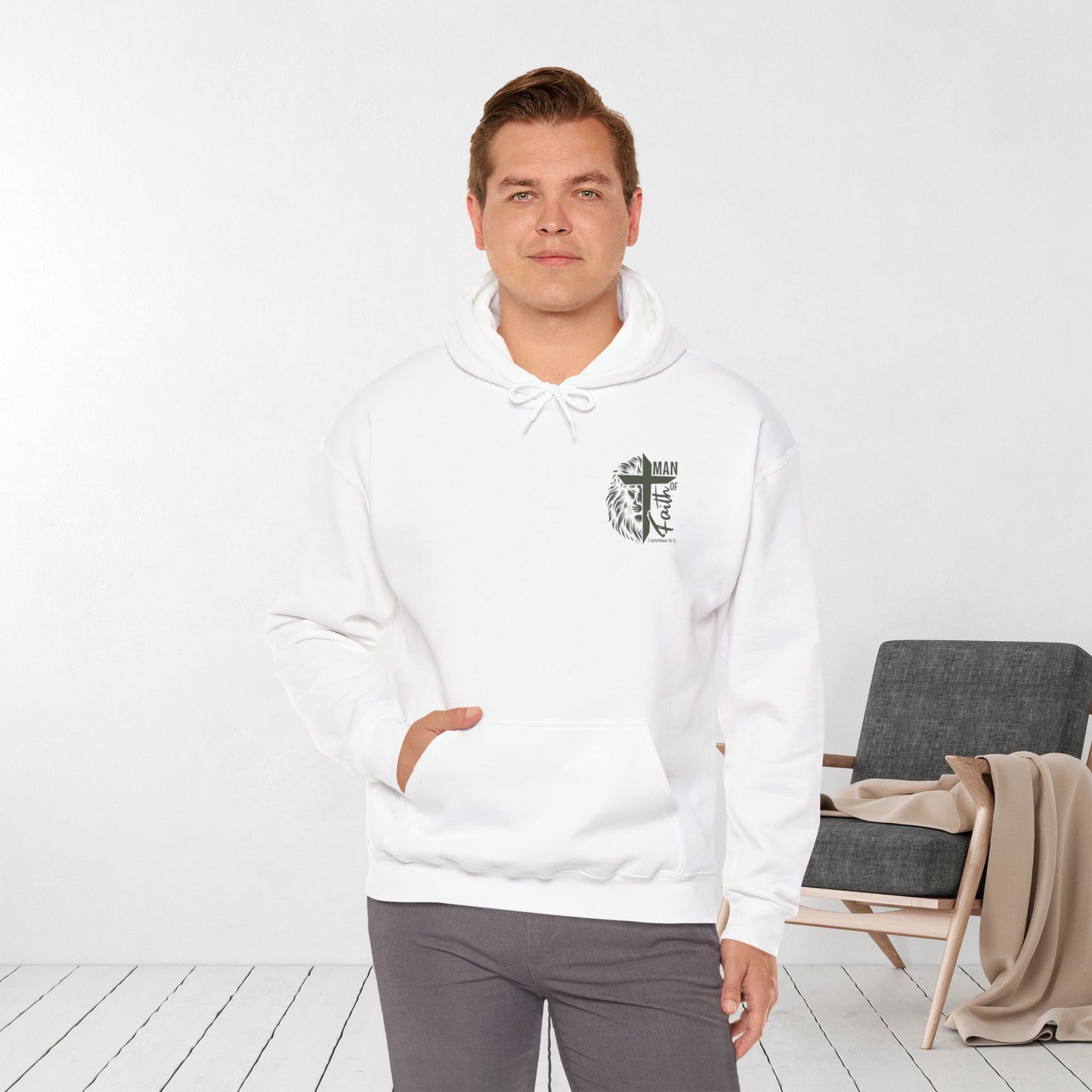 Man of Faith Christian Bible Verse Hoodie - Men's Hoodie