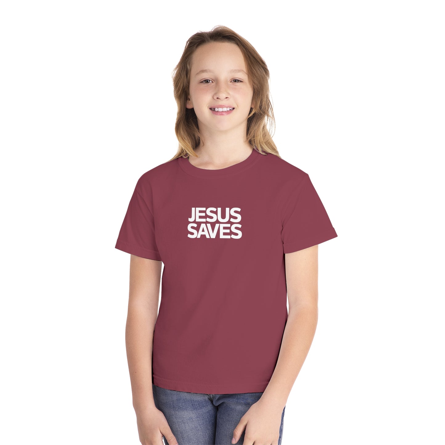 Jesus Saves Comfort Colors Youth Christian Shirt