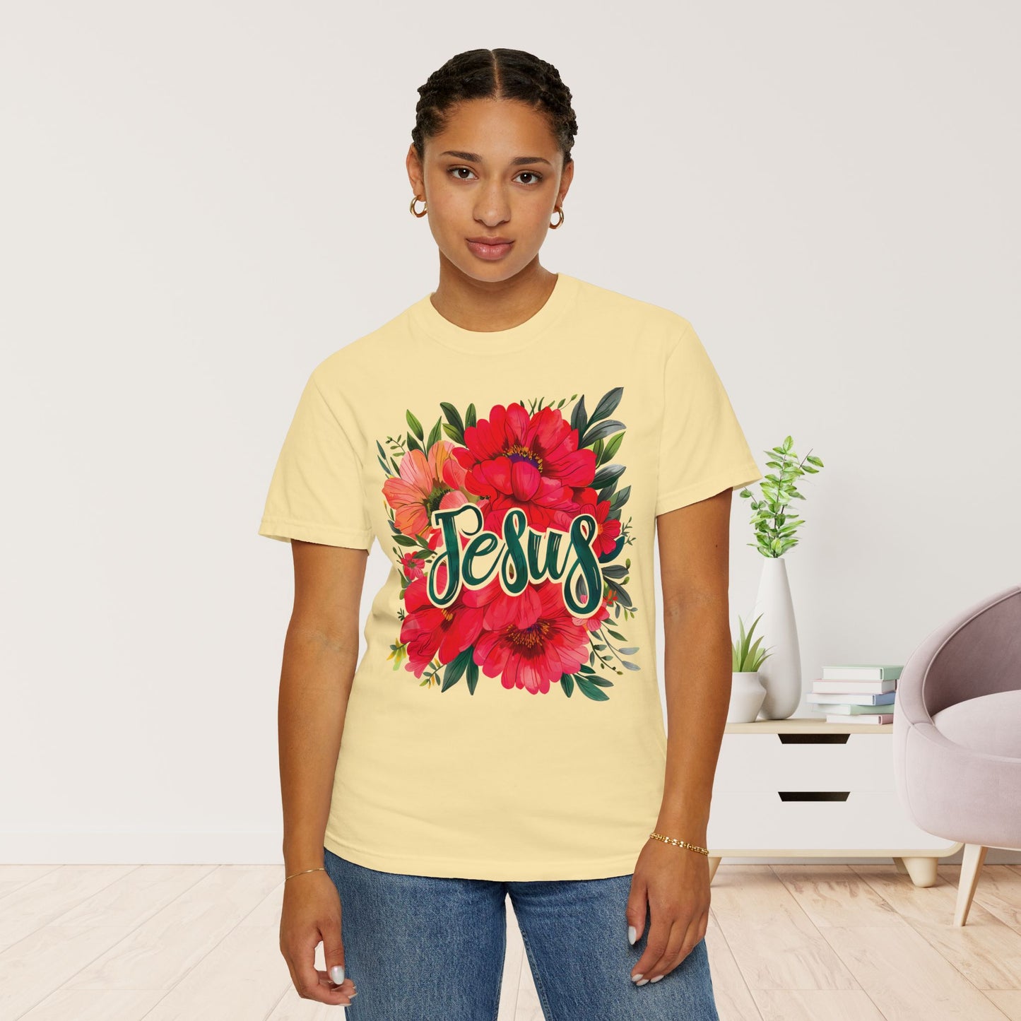 Women's Comfort Colors Floral Jesus Tee