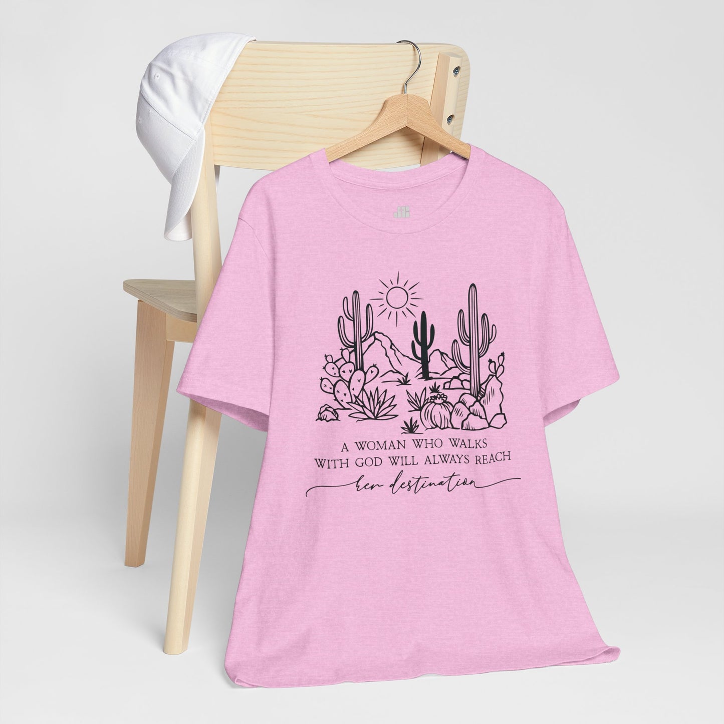 A Woman Who Walks With God Will Always Reach Her Destination Soft Cotton Tee - Christian T-shirt