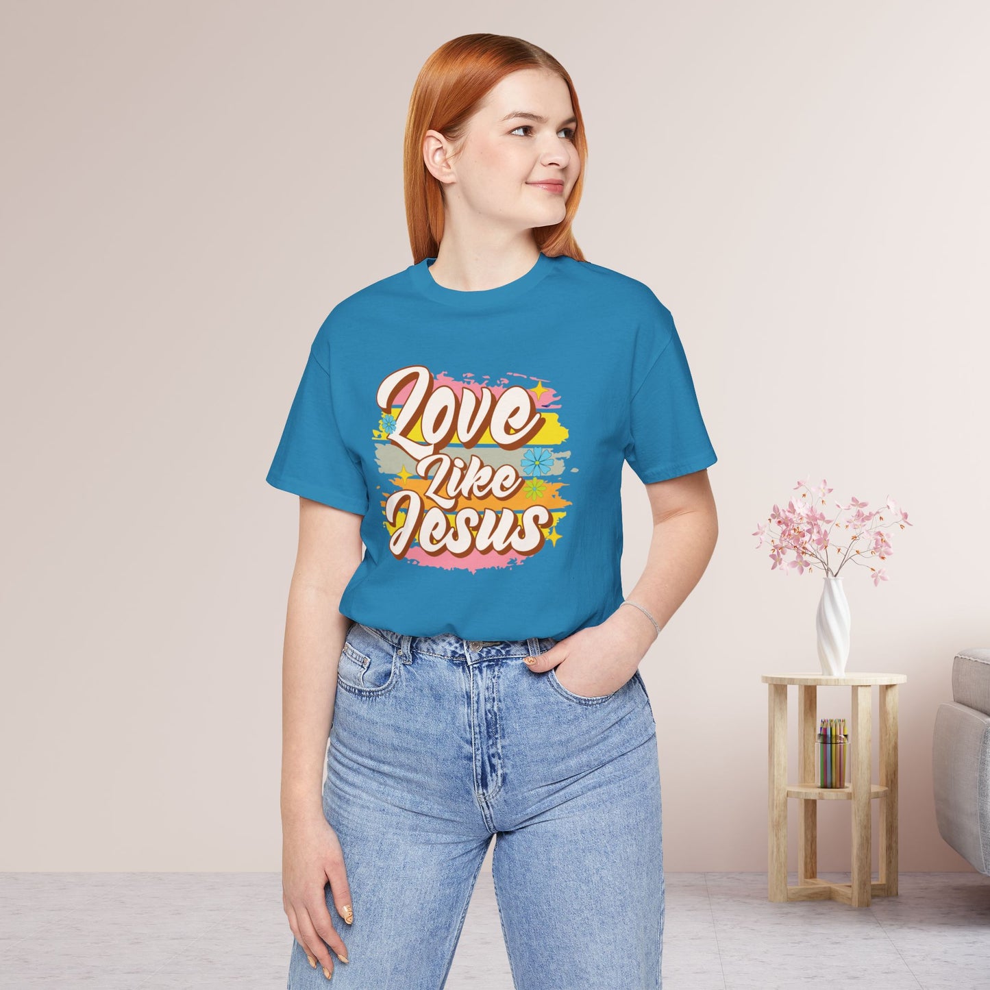 Groovy Love Like Jesus Soft Cotton Tee - Christian Shirt