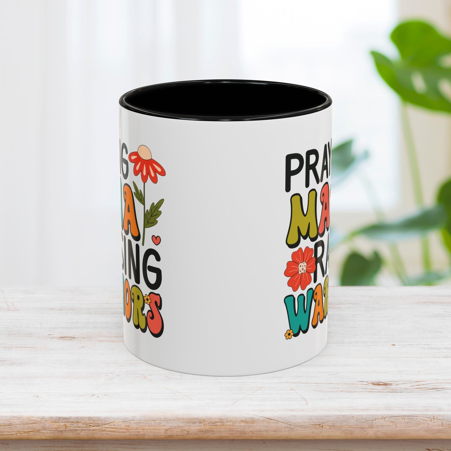 Praying Mama Raising Warriors Mug - Christian Coffee Mug