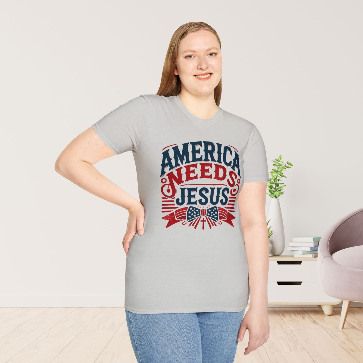 America Needs Jesus Softstyle T-shirt