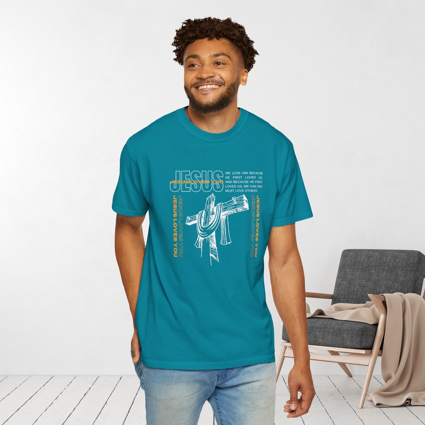 Comfort Colors Trendy Men's Jesus Loves You Shirt