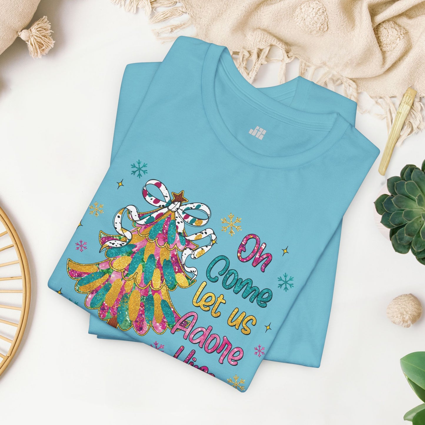 Oh Come Let Us Adore Him Soft Cotton Tee - Holiday Christian Shirt