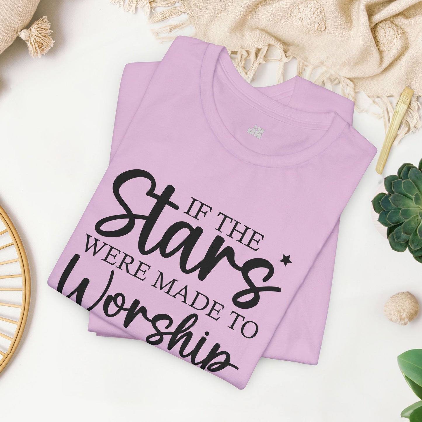 If The Stars Were Made To Worship So Will I Soft Cotton Tee - Christian Tee