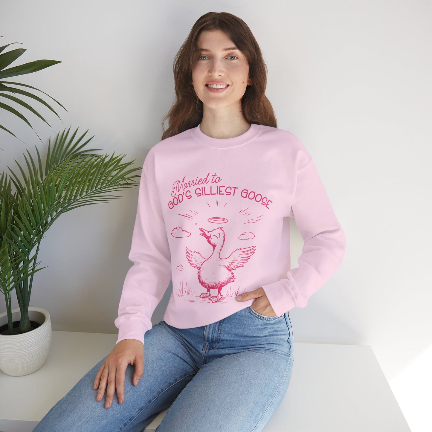 Married to God's Silliest Goose Sweatshirt - Christian Crewneck Pullover