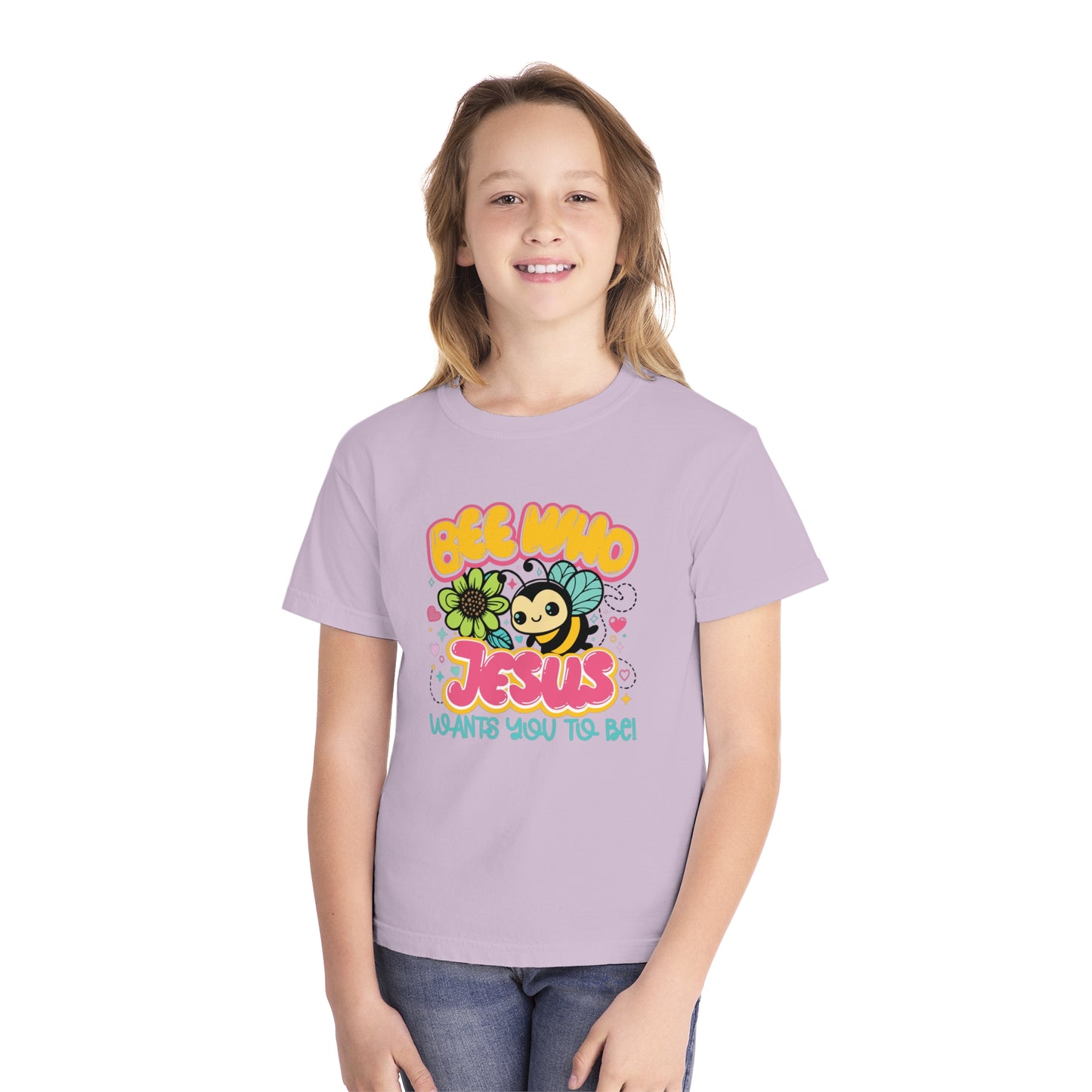 Bee Who Jesus Wants You to Be Comfort Colors Youth Christian Shirt