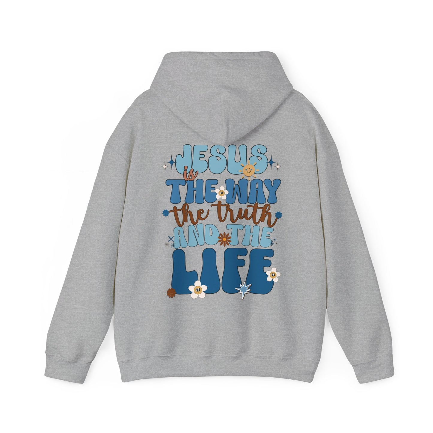 Blue Jesus is the Way John 14:6 Bible Verse Christian Hoodie