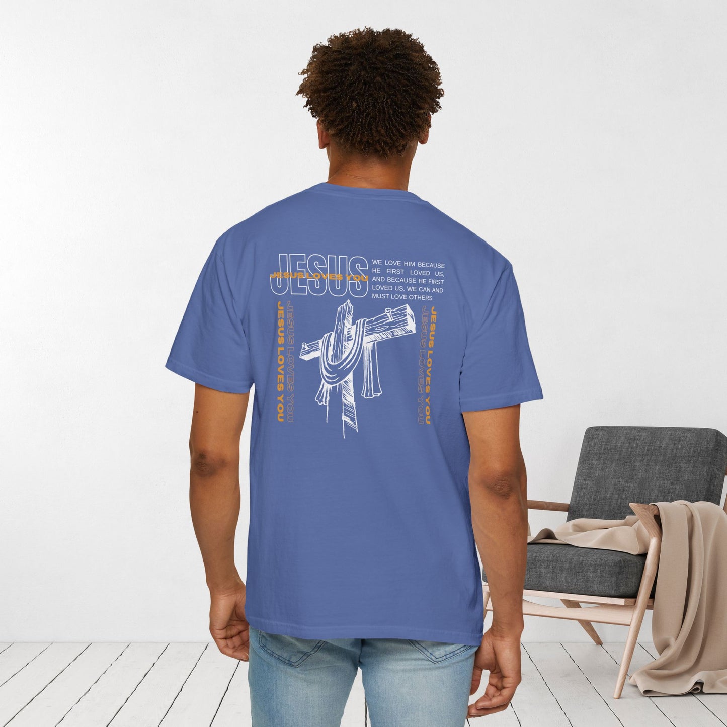 Comfort Colors Men's Jesus Loves You Bible Verse Shirt