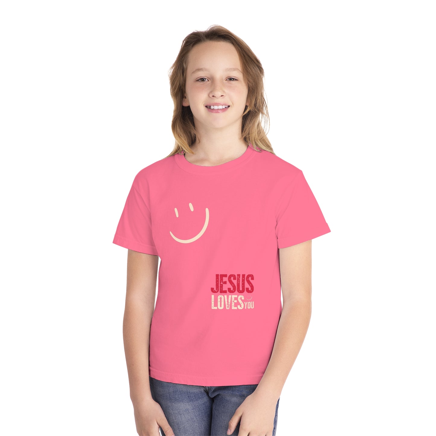 Trendy Jesus Loves You Comfort Colors Youth Christian Shirt