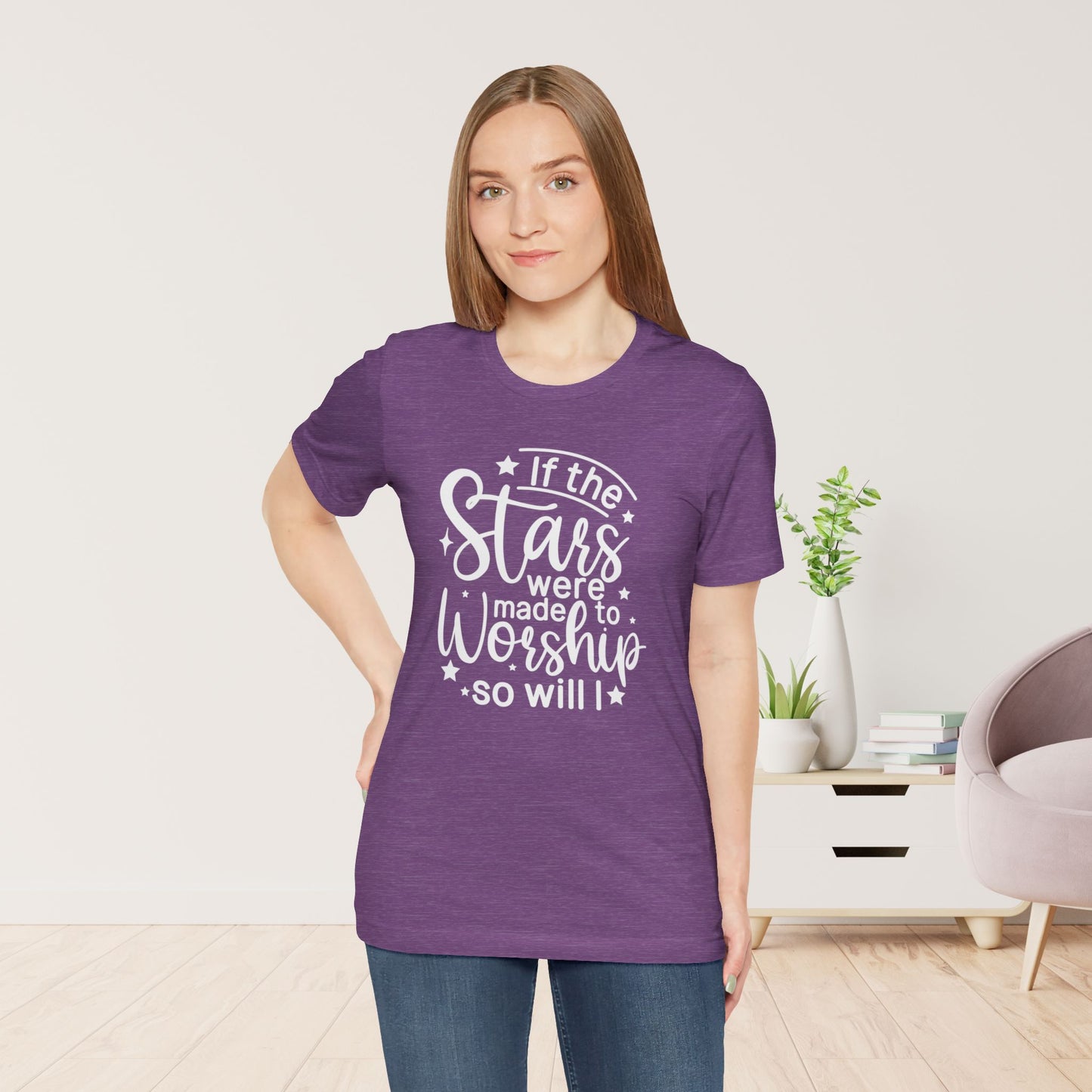 If The Stars Were Made To Worship So Will I Soft Cotton Tee - Christian Shirt