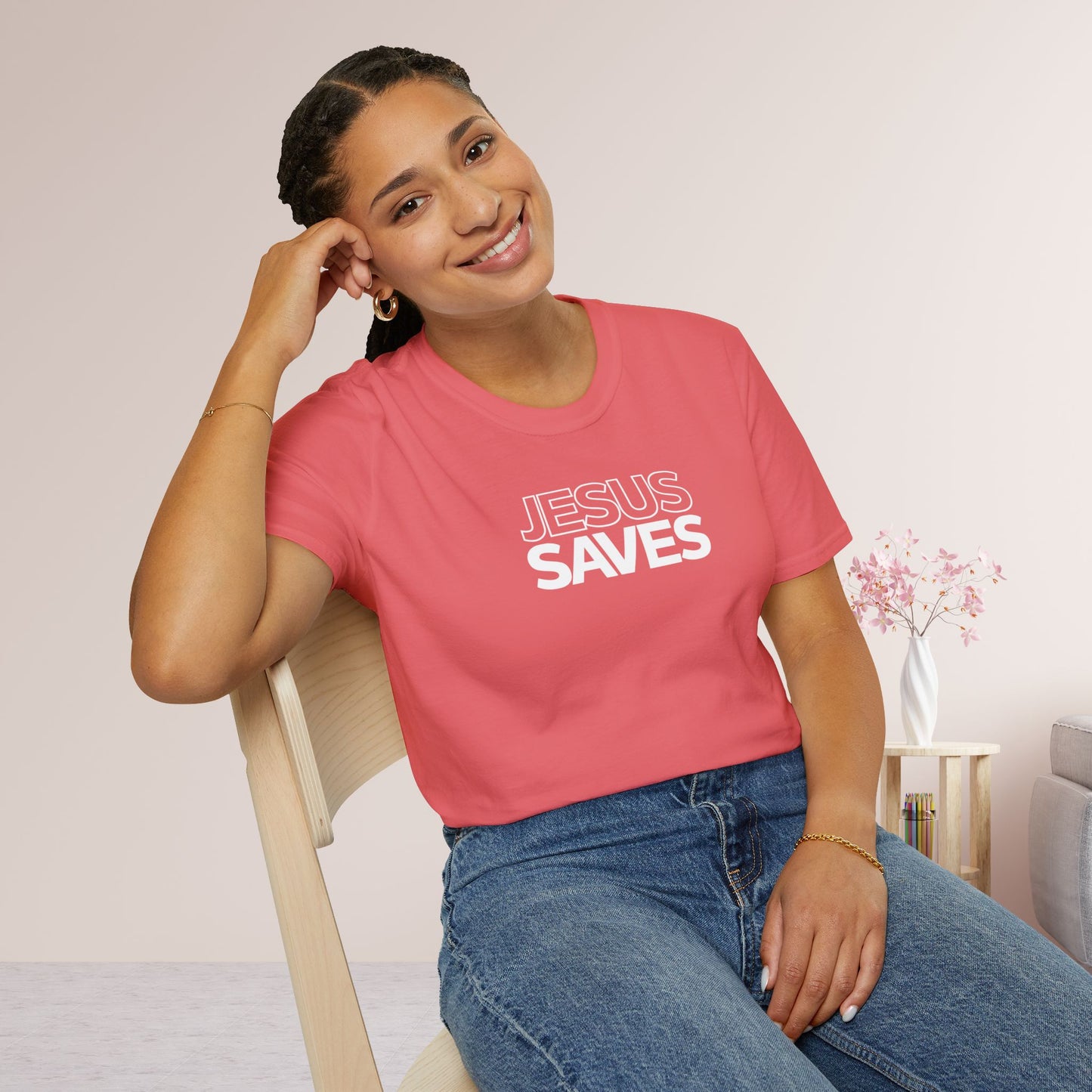 Unisex Jesus Saves Softstyle T-shirt - Acts 4:12 Bible Verse Christian T-shirt