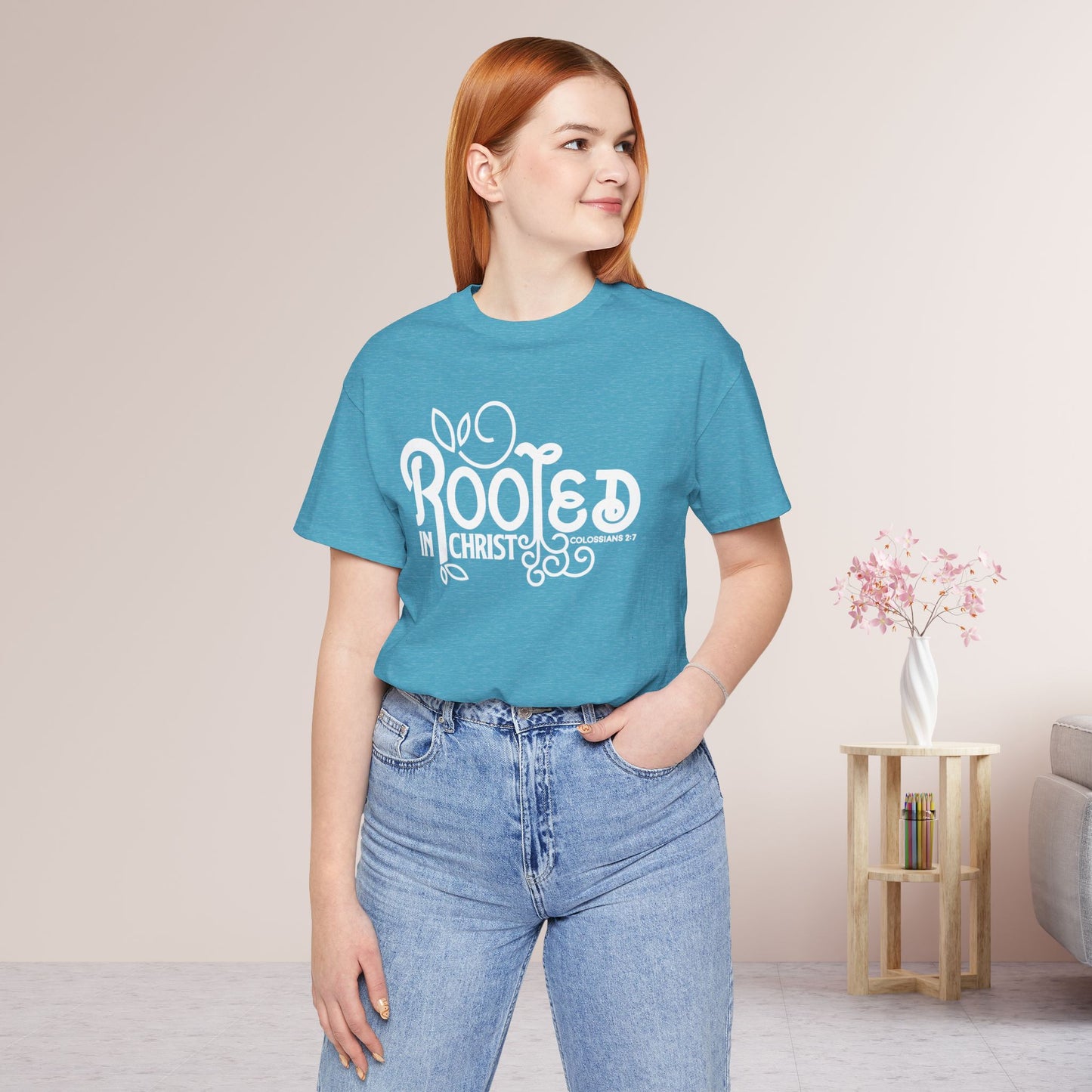 Rooted in Christ Shirt - Bible Verse Christian Soft Cotton Tee