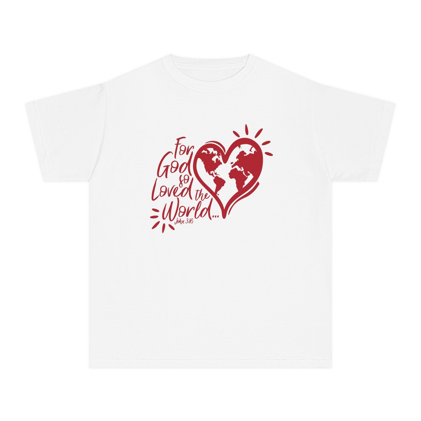 For God So Loved The World Comfort Colors Youth Christian Tee