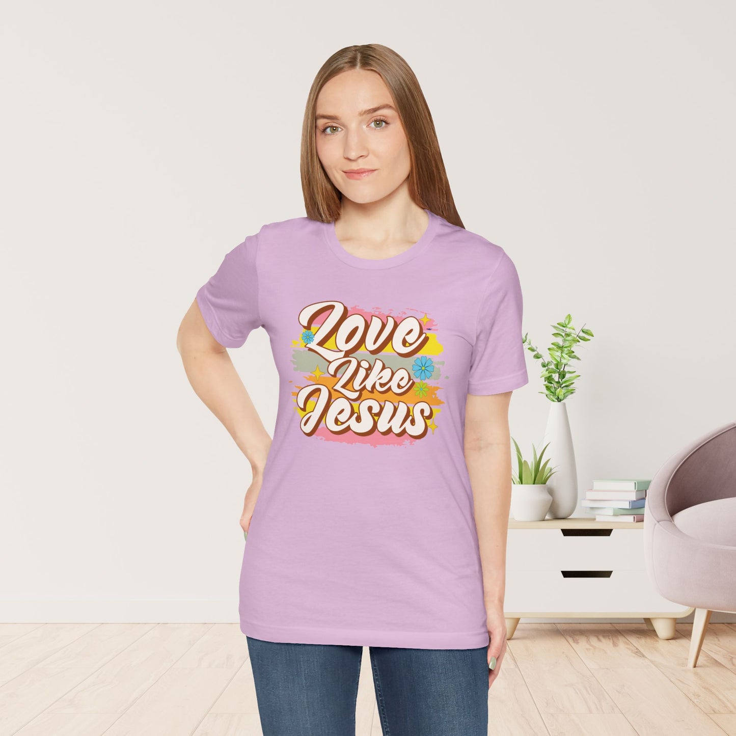 Groovy Love Like Jesus Soft Cotton Tee - Christian Shirt