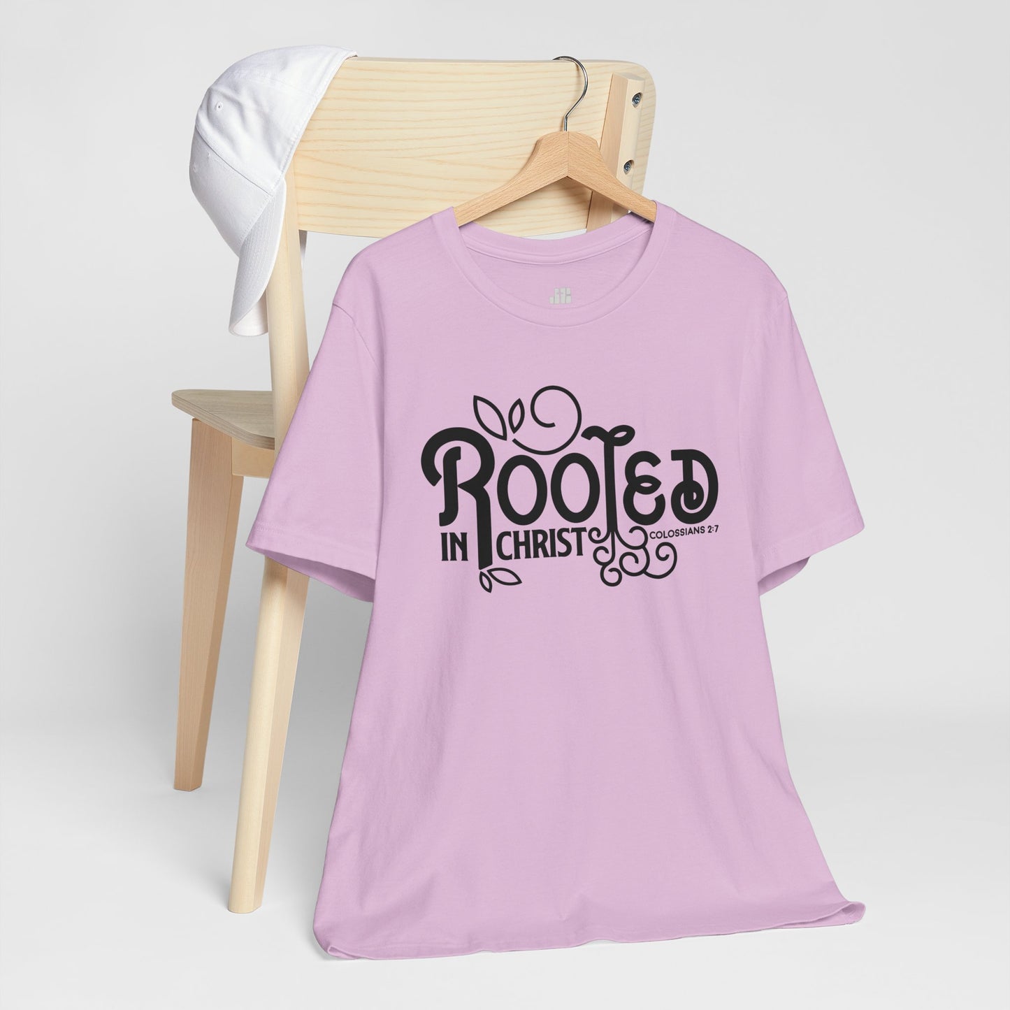 Rooted in Christ Soft Cotton Tee - Bible Verse Christian T-shirt