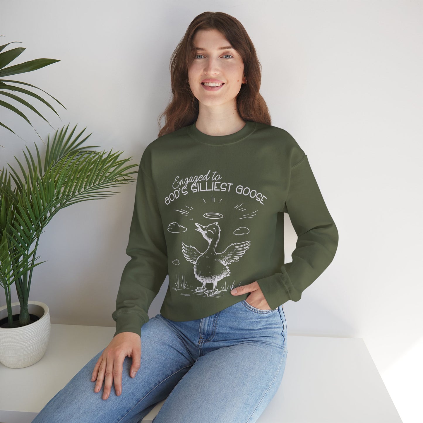 Engaged to God's Silliest Goose Sweatshirt - Christian Crewneck Pullover