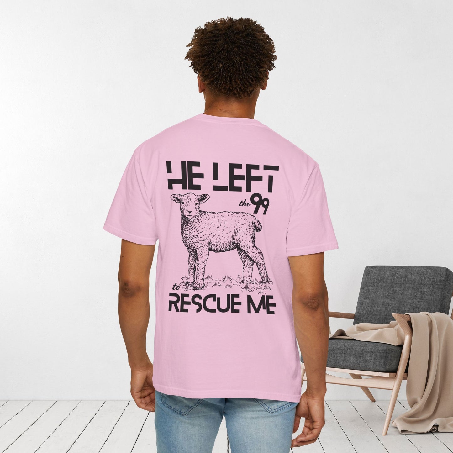 Rescued T-shirt - He Left The 99 to Rescue Me Comfort Colors Christian Shirt