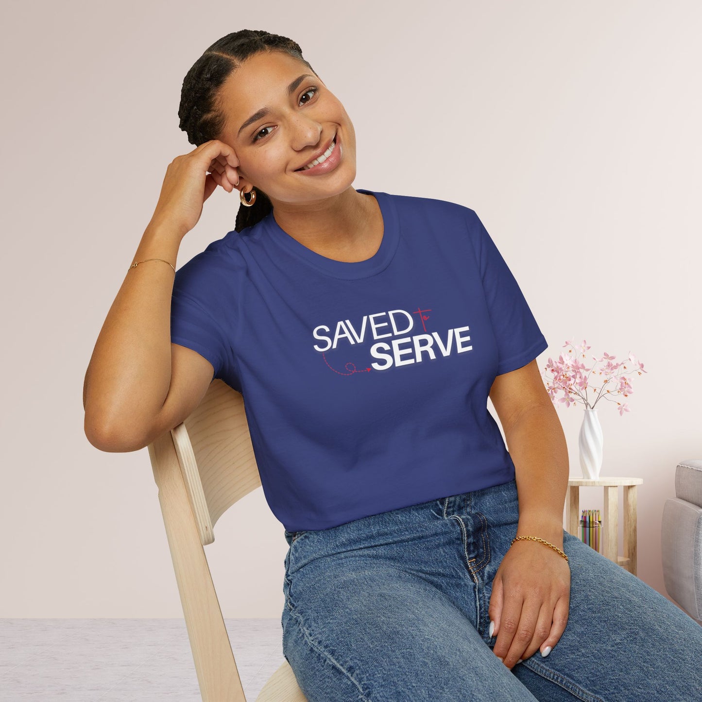 Unisex Saved to Serve Softstyle T-shirt - Trendy  Christian Tee