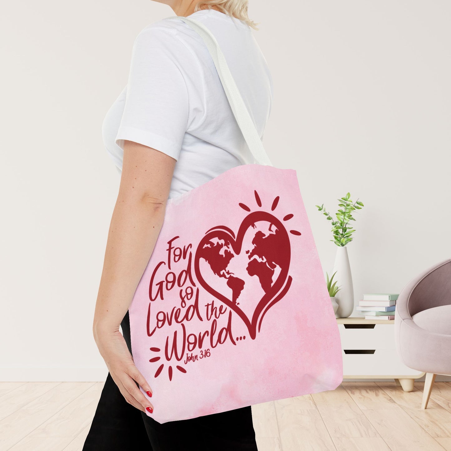 For God So Loved The World John 3:16 Tote Bag - Christian Tote Bag - 16"