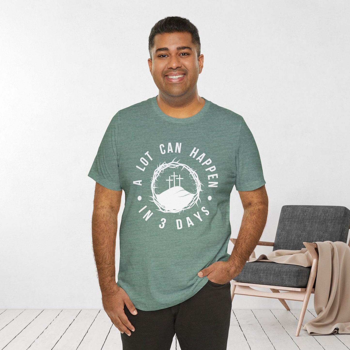 A Lot Can Happen in Three Days Christian Soft Cotton Tee - Easter Shirt