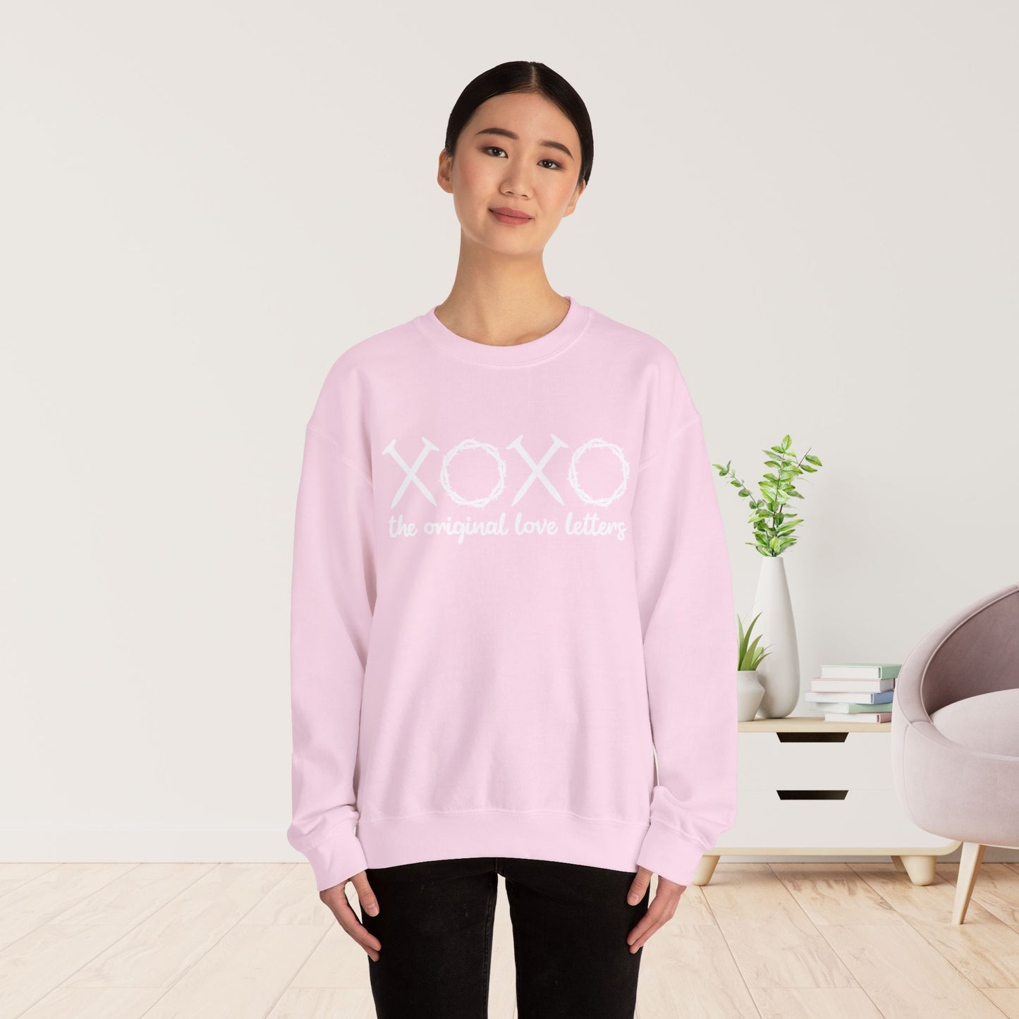 XOXO The Original Love Letters Bible Verse Romans 5:8 Sweatshirt