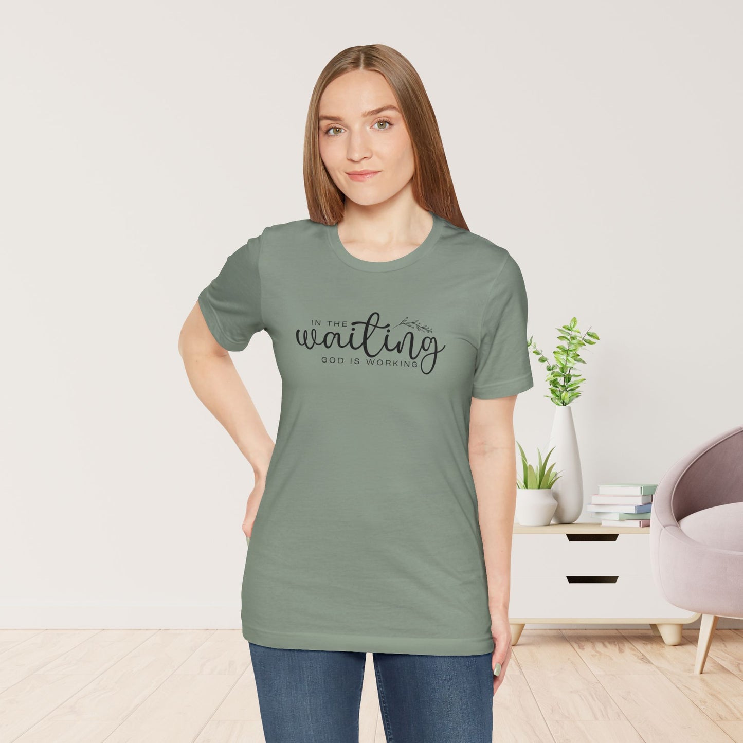 In the Waiting God is Working Christian Soft Cotton Tee